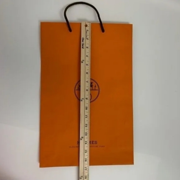 Authentic Hermes Orange Long Gift Paper Shopping Bag 17"×11"×4" - Picture 2 of 5